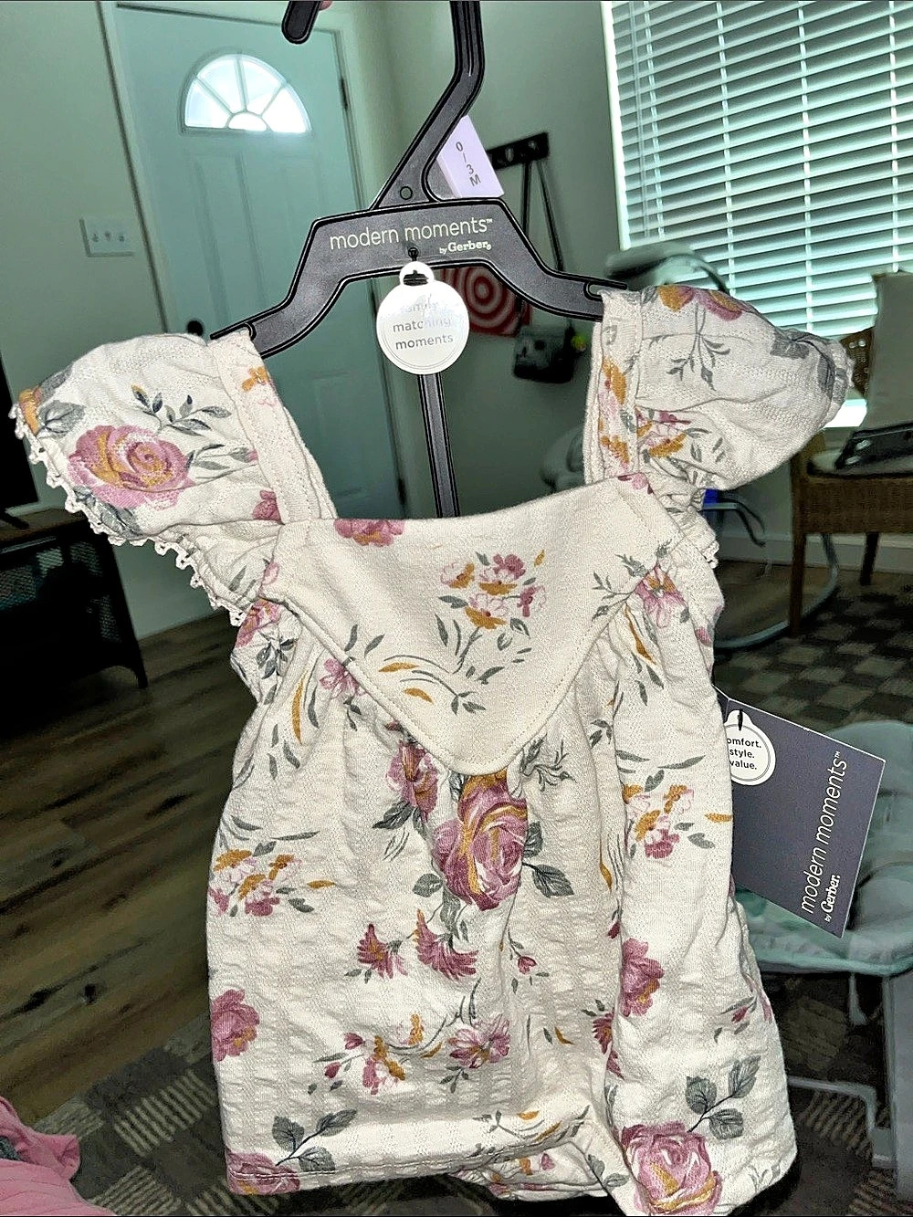 Modern Moments Floral Romper in Cream & Pink Baby 3M NWT